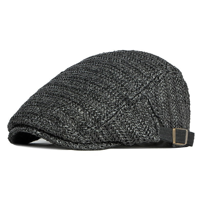 Men's Summer Flat Cap – Breathable Herringbone, Adjustable 55–59cm, UV Protection
