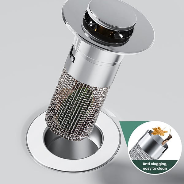 Stainless Steel Drain Strainer – Pop-Up Stopper, Hair Catcher & Tool-Free Install