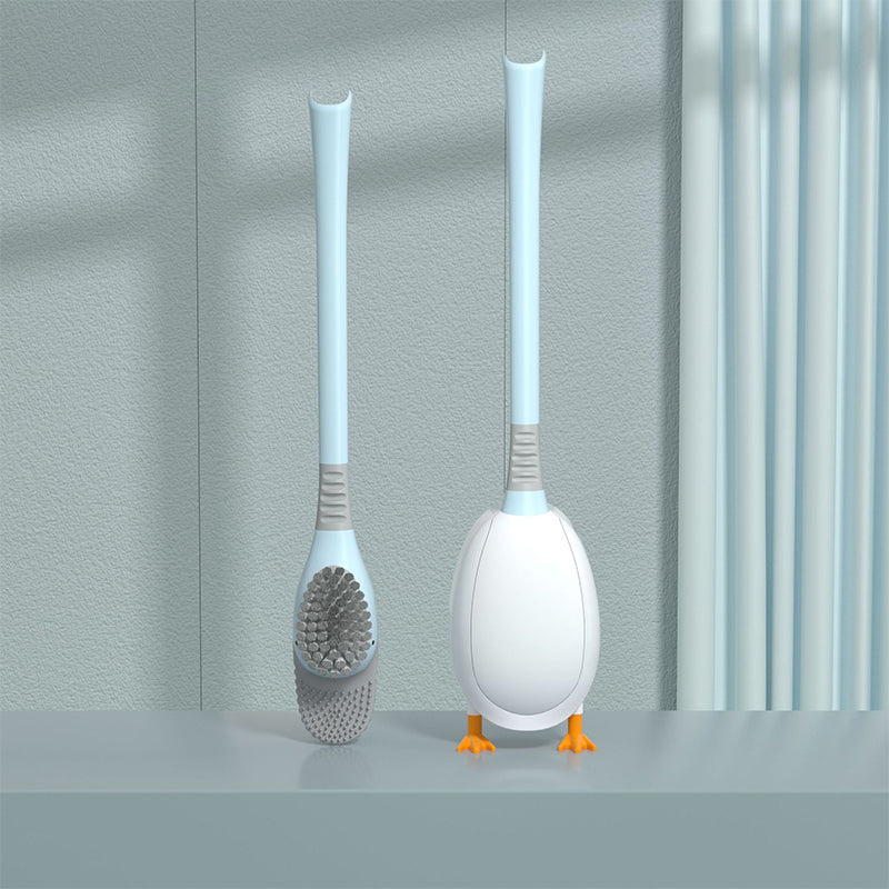 Toilet Brush with Holder – 360° Soft TPR Head, Long Handle & Wall-Mountable Base