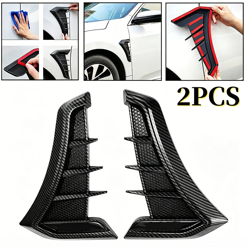 Carbon-Look Car Side Vents – Self-Adhesive, Weatherproof TPU & 24×17cm Pair