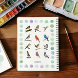 Watercolor Paint Set with Workbook – 16 Colors, Round Brush & 12 Bird Motifs