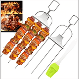 3er Grillspieß-Set mit Abstreifer – Ideal für BBQ, Grillen und Spießen
