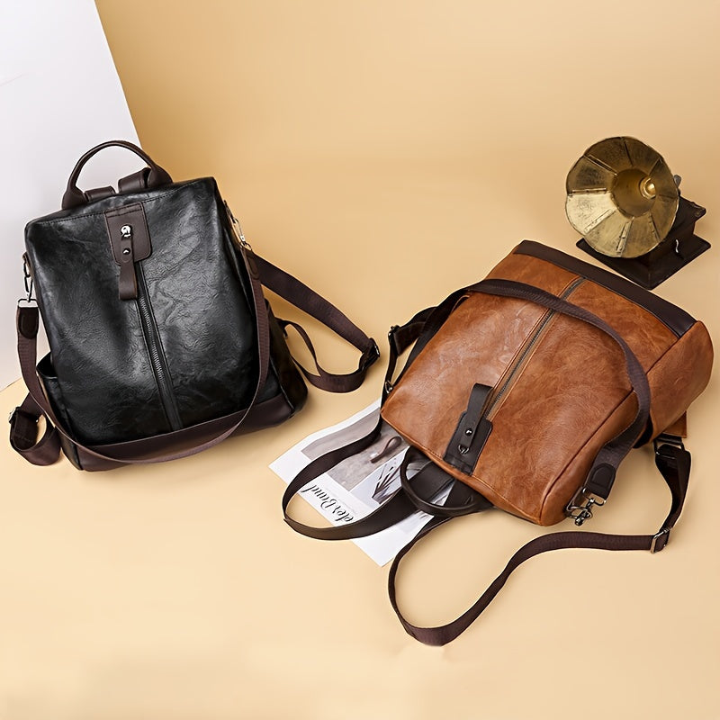 Anti-Theft Backpack – Women's Vegan Leather, Hidden Zippers & Water-Resistant