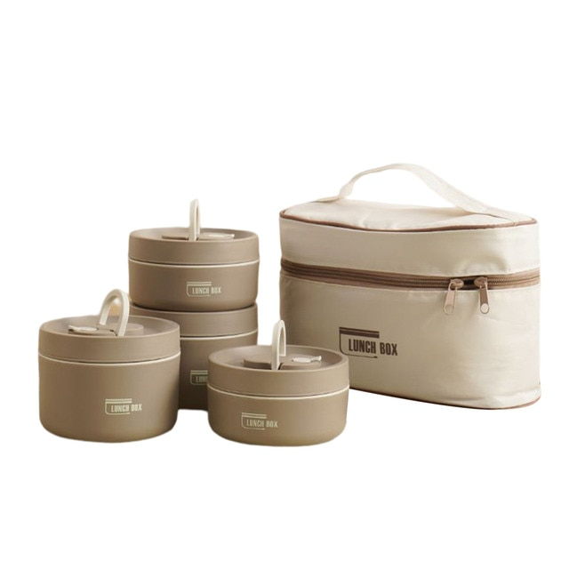 ThermoBox insulated lunchbox - Brown 2x Small + 2x Large