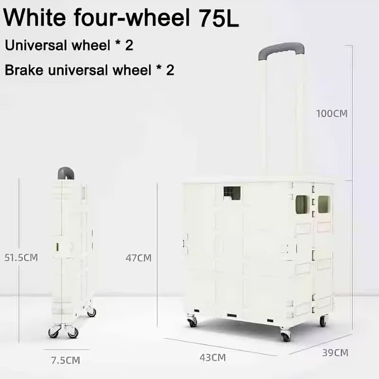 Folding Stair-Climbing Trolley Cart – 50/75L, Multi-Wheel & Collapsible