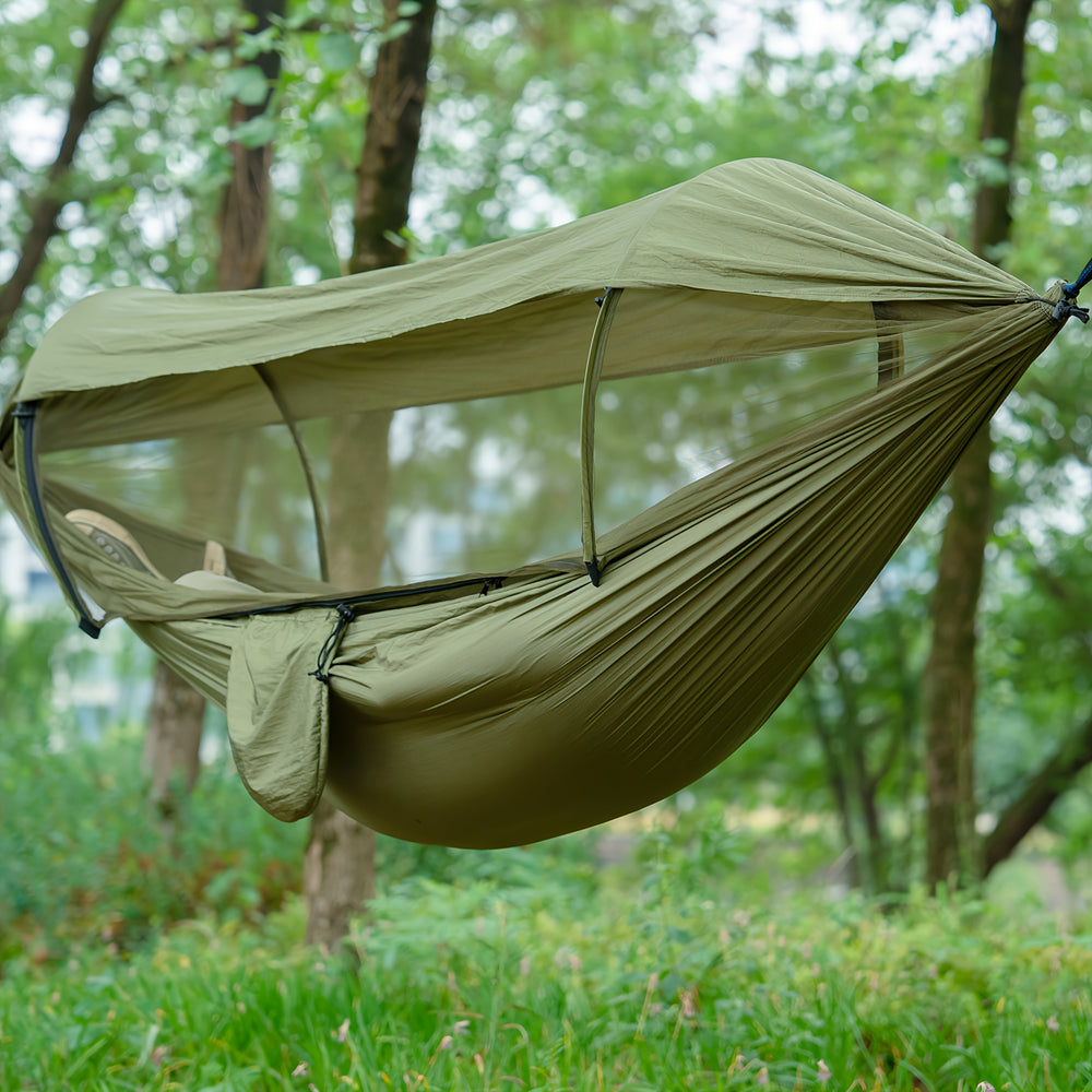 Camping Hammock – Built-In Mosquito Net, Sun Shade & 260×140cm Nylon