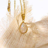 18K Natural Opal Teardrop Pendant Necklace - Eloise