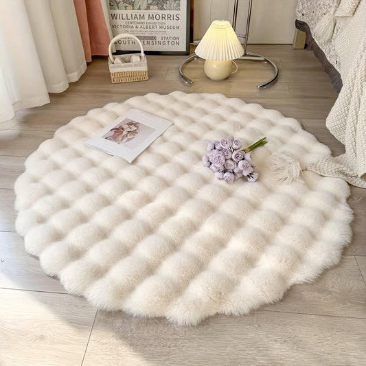 Cloud Comfort Round Bubble Rug – Soft Fluffy Fleece & Easy-Clean Finish
