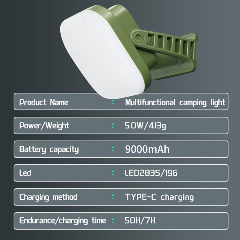 80W LED Solar-Powered Camping Lamp with Magnetic Base & Zoom Function - Portable Outdoor Light