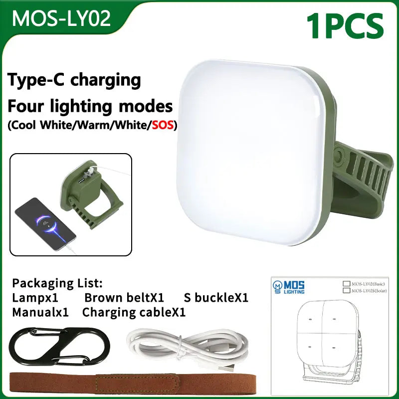 80W LED Solar-Powered Camping Lamp with Magnetic Base & Zoom Function - Portable Outdoor Light