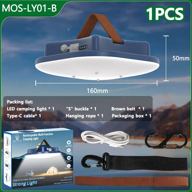 80W LED Solar-Powered Camping Lamp with Magnetic Base & Zoom Function - Portable Outdoor Light