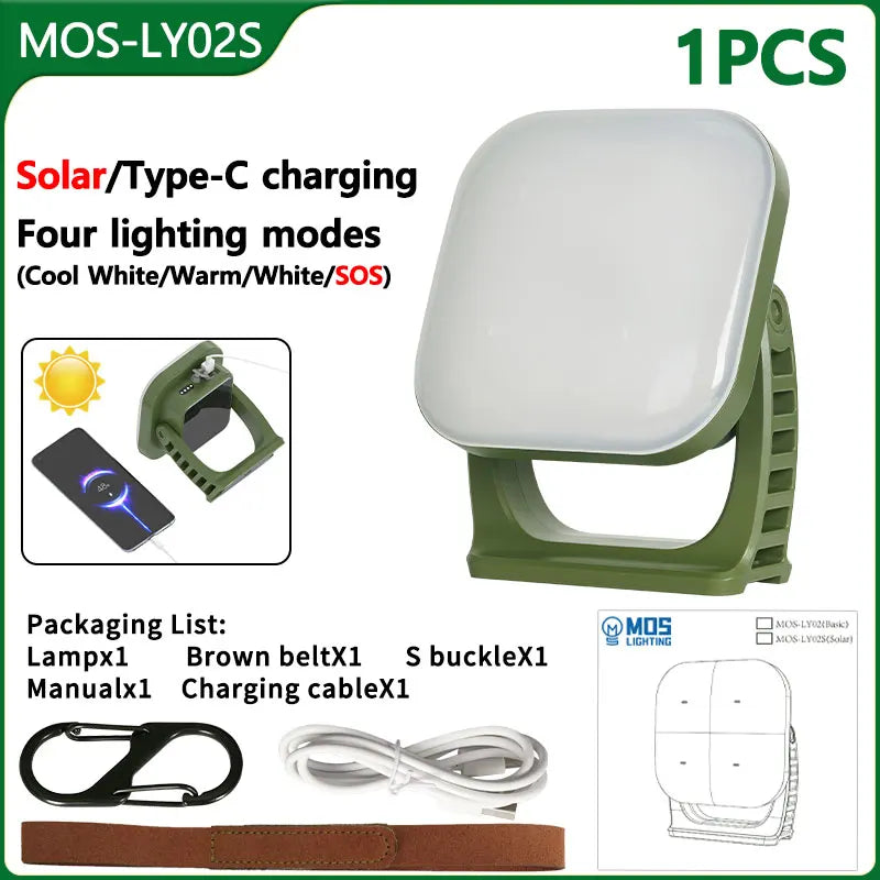 80W LED Solar-Powered Camping Lamp with Magnetic Base & Zoom Function - Portable Outdoor Light