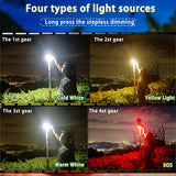 80W LED Solar-Powered Camping Lamp with Magnetic Base & Zoom Function - Portable Outdoor Light