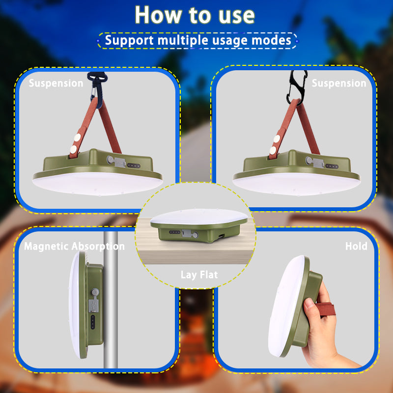 80W LED Solar-Powered Camping Lamp with Magnetic Base & Zoom Function - Portable Outdoor Light