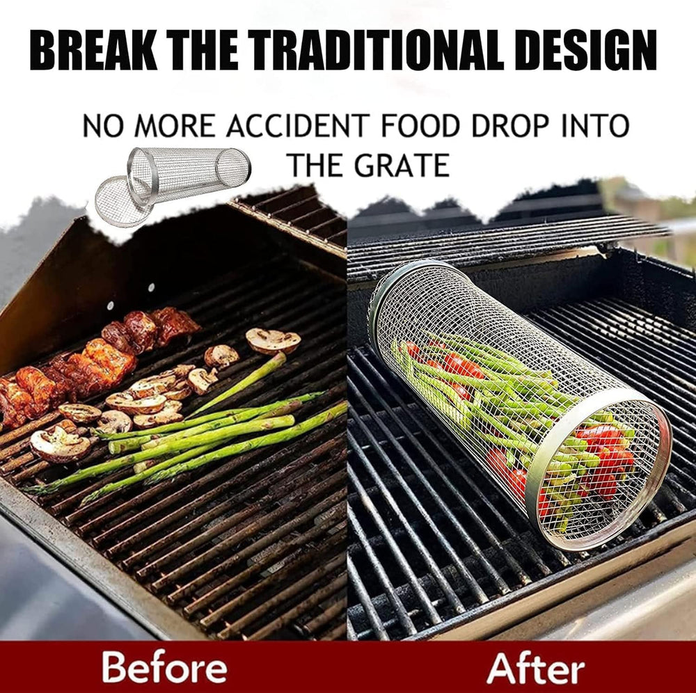 Premium Edelstahl BBQ-Grillkorb – Verhindert das Durchfallen von Essen auf den Grill