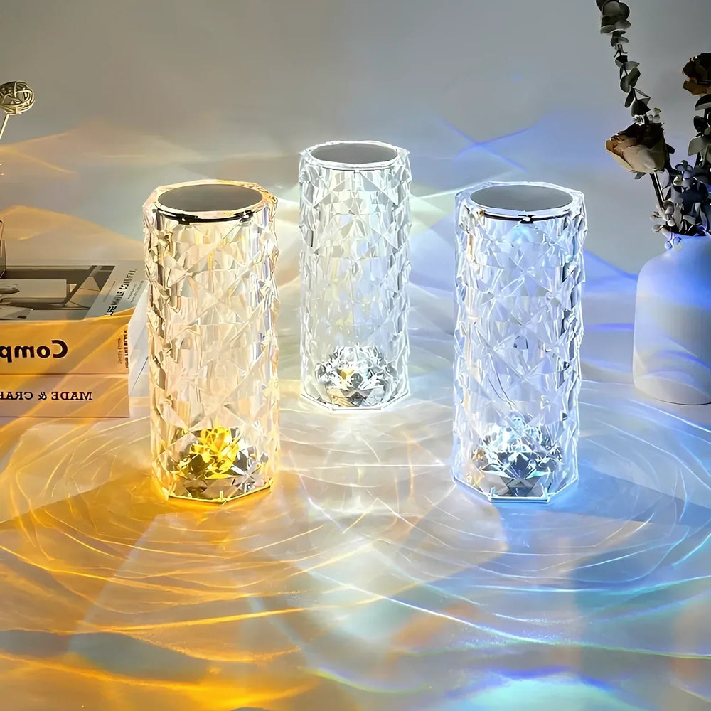 Crystal LED Touch Lamp – 16 Colors, USB-C Rechargeable & Remote Control