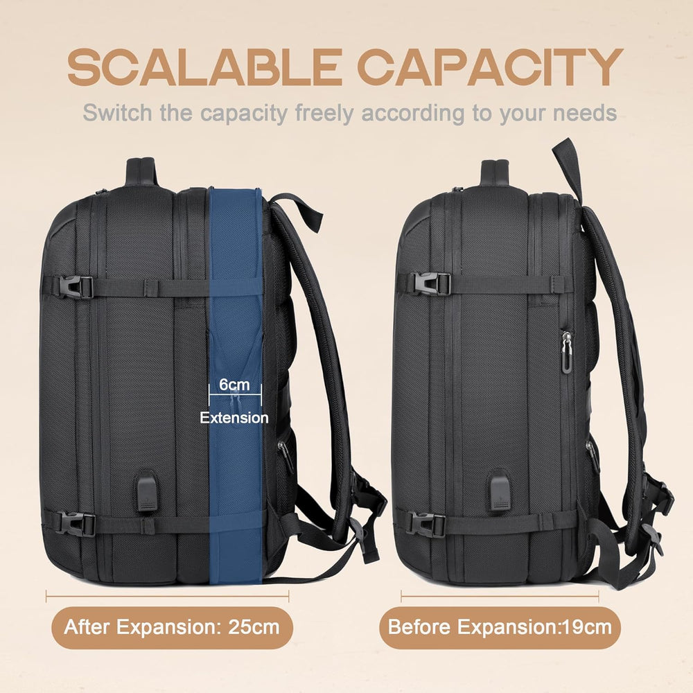 AirVoyage 40L Expandable Waterproof Travel Backpack with USB Charging Port & 17” Laptop Sleeve - Perfect for Adventure & Daily Commute