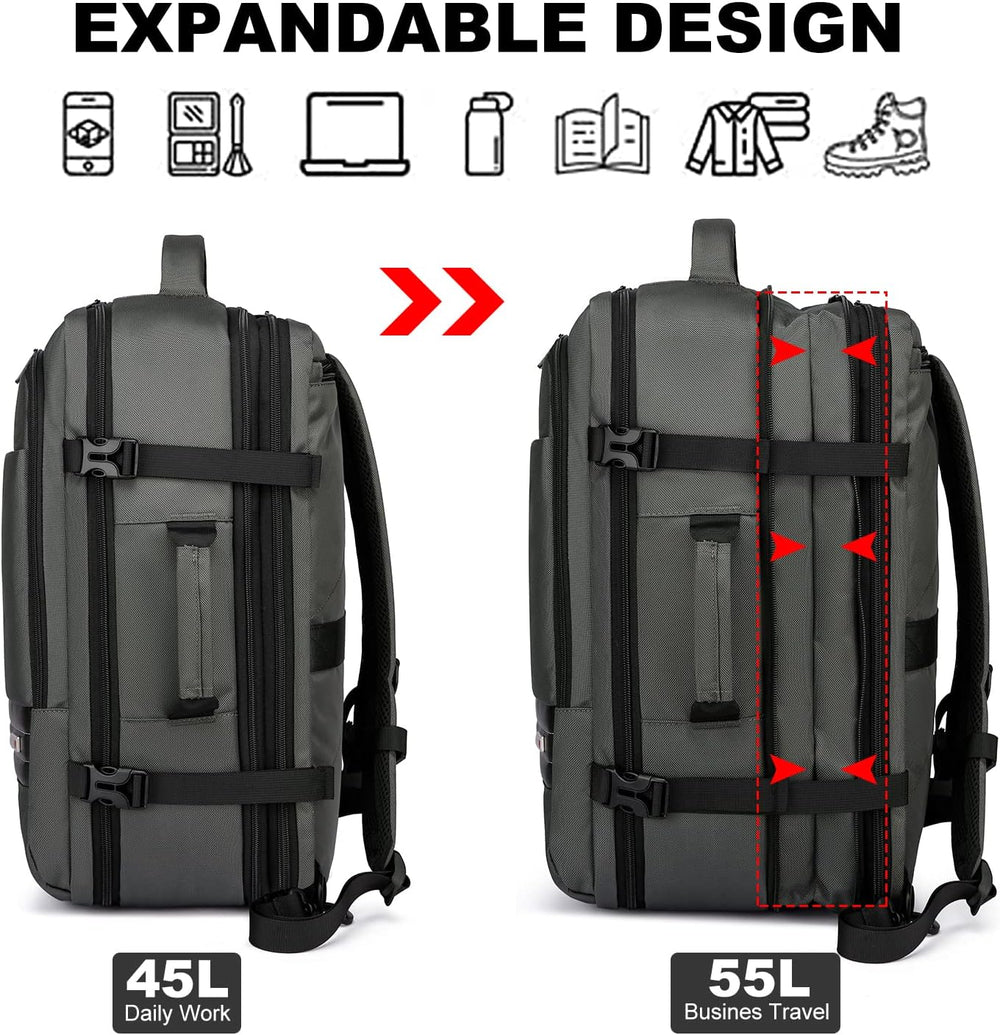 Expandable 45-55L Waterproof Travel Backpack