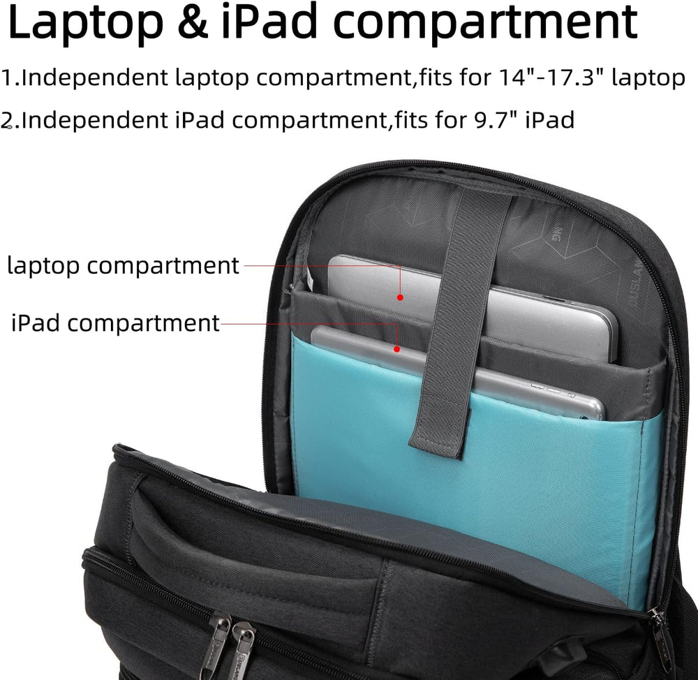 Water-Resistant Travel Laptop Backpack with USB Charging Port & Organized Storage Compartments - Perfect for Commuting & Travel