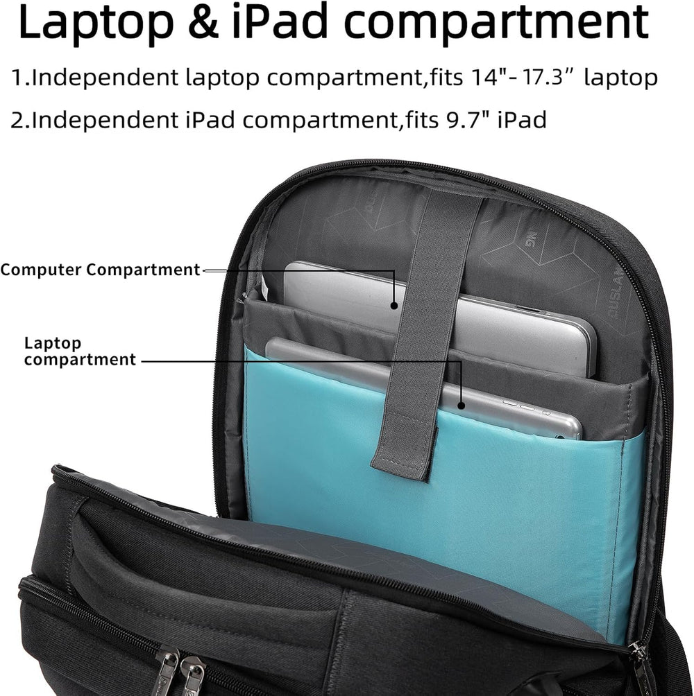 Water-Resistant Travel Laptop Backpack with USB Charging Port & Organized Storage Compartments - Perfect for Commuting & Travel