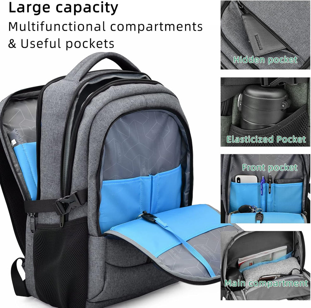 Water-Resistant Travel Laptop Backpack with USB Charging Port & Organized Storage Compartments - Perfect for Commuting & Travel