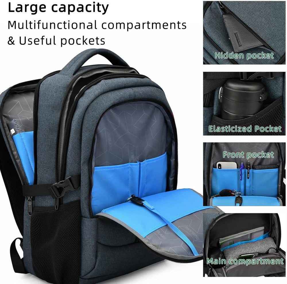 Water-Resistant Travel Laptop Backpack with USB Charging Port & Organized Storage Compartments - Perfect for Commuting & Travel