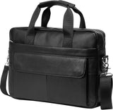 Premium 15” Cowhide Leather Business Briefcase with Organizer Compartments - Stylish & Durable Professional Bag