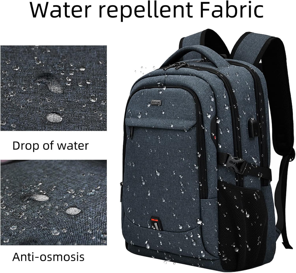 Water-Resistant Travel Laptop Backpack with USB Charging Port & Organized Storage Compartments - Perfect for Commuting & Travel