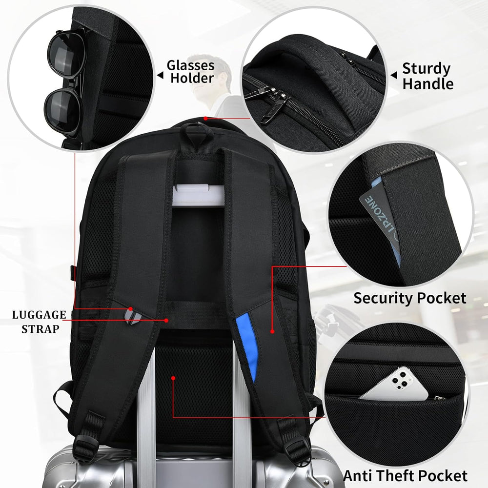 Water-Resistant Travel Laptop Backpack with USB Charging Port & Organized Storage Compartments - Perfect for Commuting & Travel
