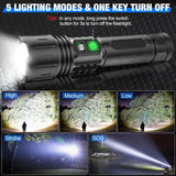 Tactical LED Flashlight – Rechargeable, 100000 Lumens & Waterproof Design