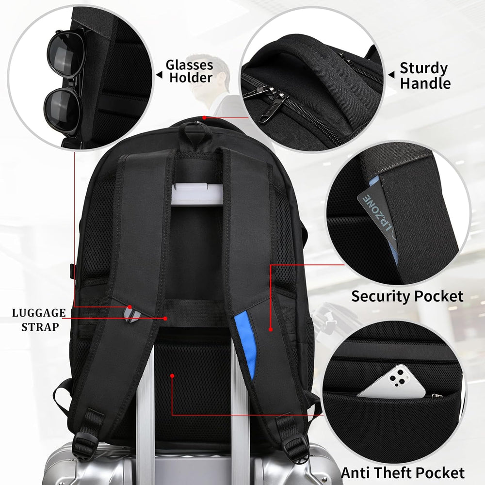 Water-Resistant Travel Laptop Backpack with USB Charging Port & Organized Storage Compartments - Perfect for Commuting & Travel