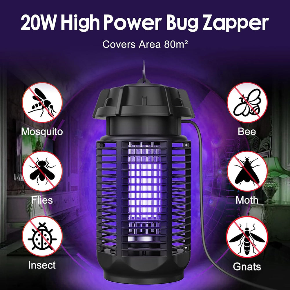 Electric Bug Zapper with 20W UV Light and 4200V Grid, IPX4 Waterproof - Zeytra