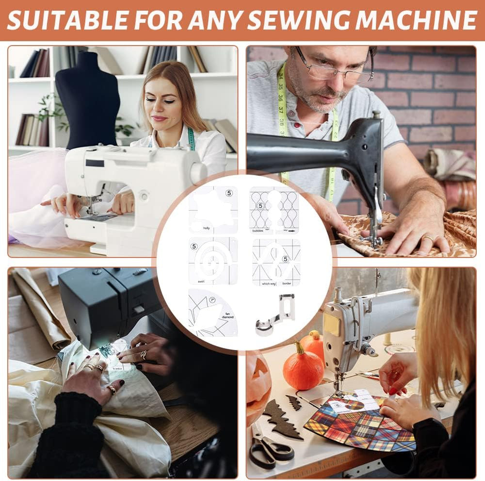 Free-Motion Quilting Stencil Set – 11 Acrylic Templates & Machine Guide