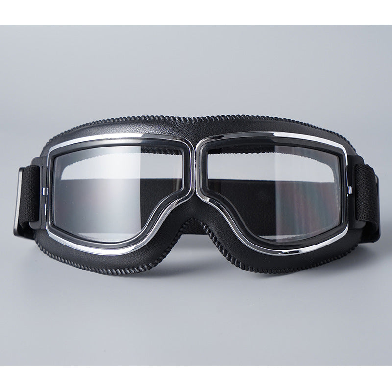Vintage Motorcycle Goggles – Polycarbonate Lens, Fits Over Glasses & Adjustable Strap