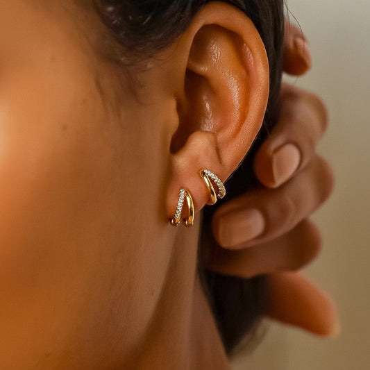 Huggie Hoop Earrings – Mother's Day Gift, Gold Tone & Minimalist Jewelry Set
