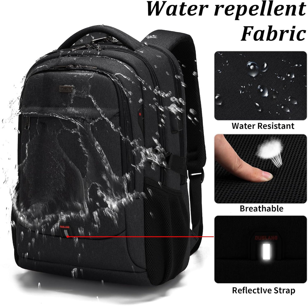 Water-Resistant Travel Laptop Backpack with USB Charging Port & Organized Storage Compartments - Perfect for Commuting & Travel