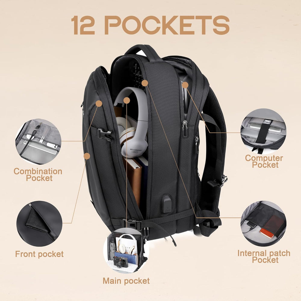 40L Expandable Waterproof Travel Backpack with USB Port &amp; 17” Laptop Compartment – AirVoyage (Buy 1, Get 1 FREE Promo)