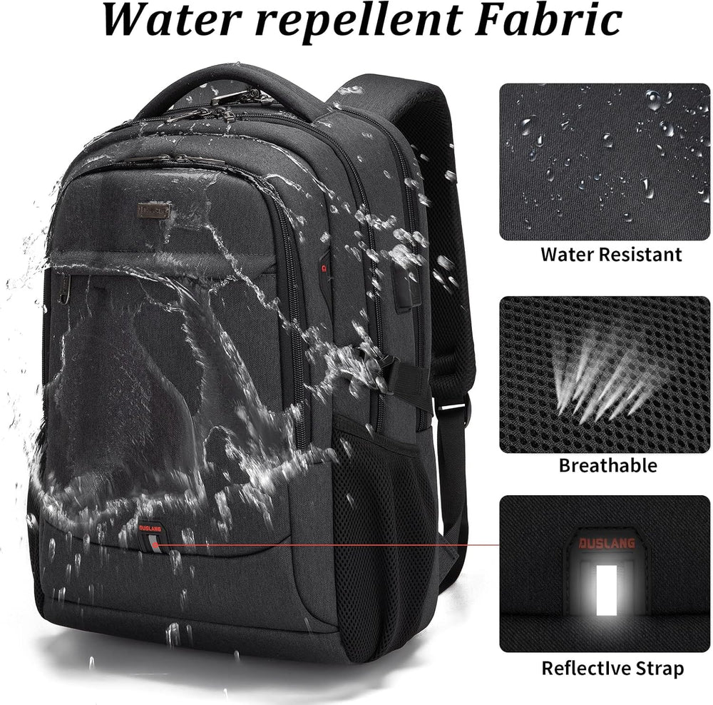 Water-Resistant Travel Laptop Backpack with USB Charging Port & Organized Storage Compartments - Perfect for Commuting & Travel