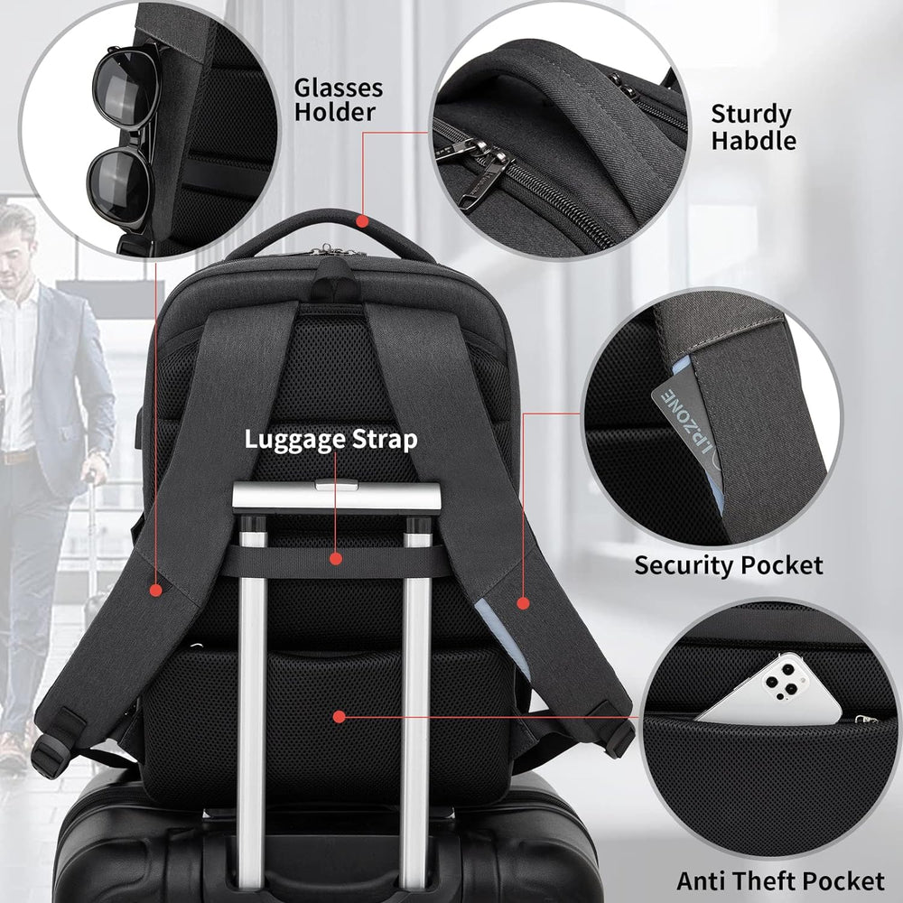 Water-Resistant Travel Laptop Backpack with USB Charging Port & Organized Storage Compartments - Perfect for Commuting & Travel