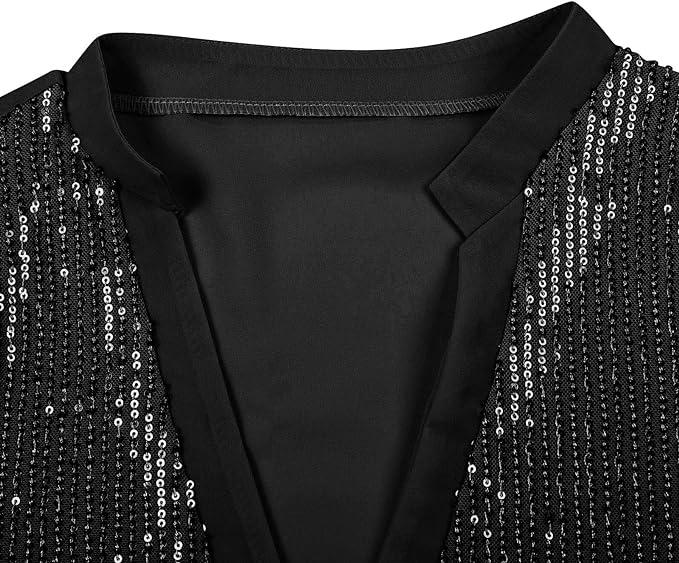 Plus Size Fall Sequin V-Neck Blouse - Stylish & Sparkling Autumn Top