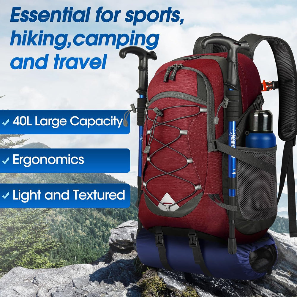 40L Waterproof Hiking & Camping Backpack - Lightweight, Packable & Durable - Ideal for Outdoor Adventures
