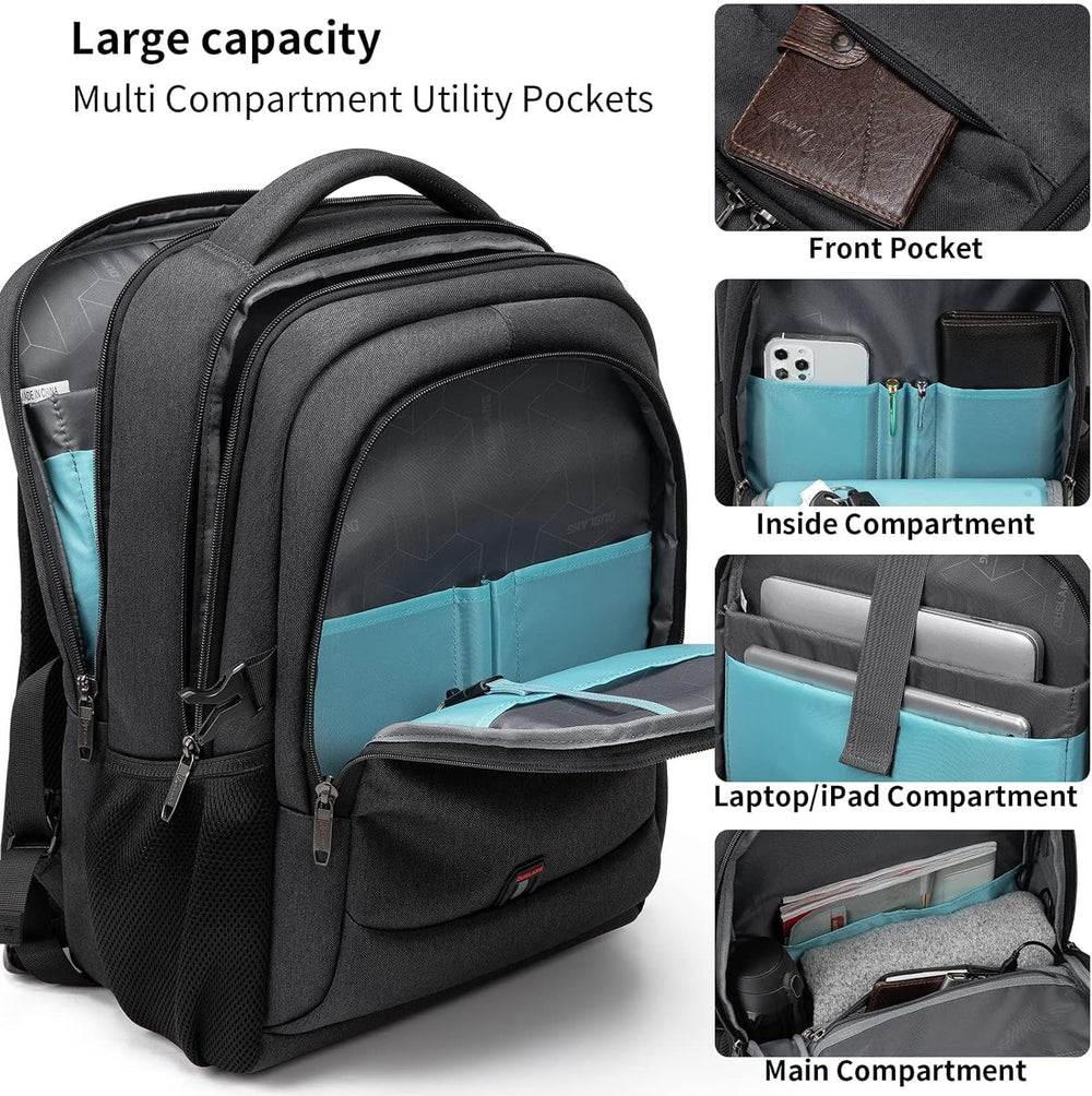 Water-Resistant Travel Laptop Backpack with USB Charging Port & Organized Storage Compartments - Perfect for Commuting & Travel