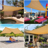 Rectangular Waterproof Sun Shade Sail – PU-Coated Polyester, UV Protection, 200×300 to 300×600cm
