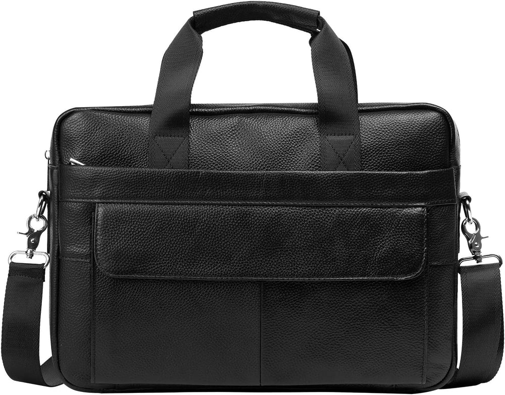 Premium 15” Cowhide Leather Business Briefcase with Organizer Compartments - Stylish & Durable Professional Bag