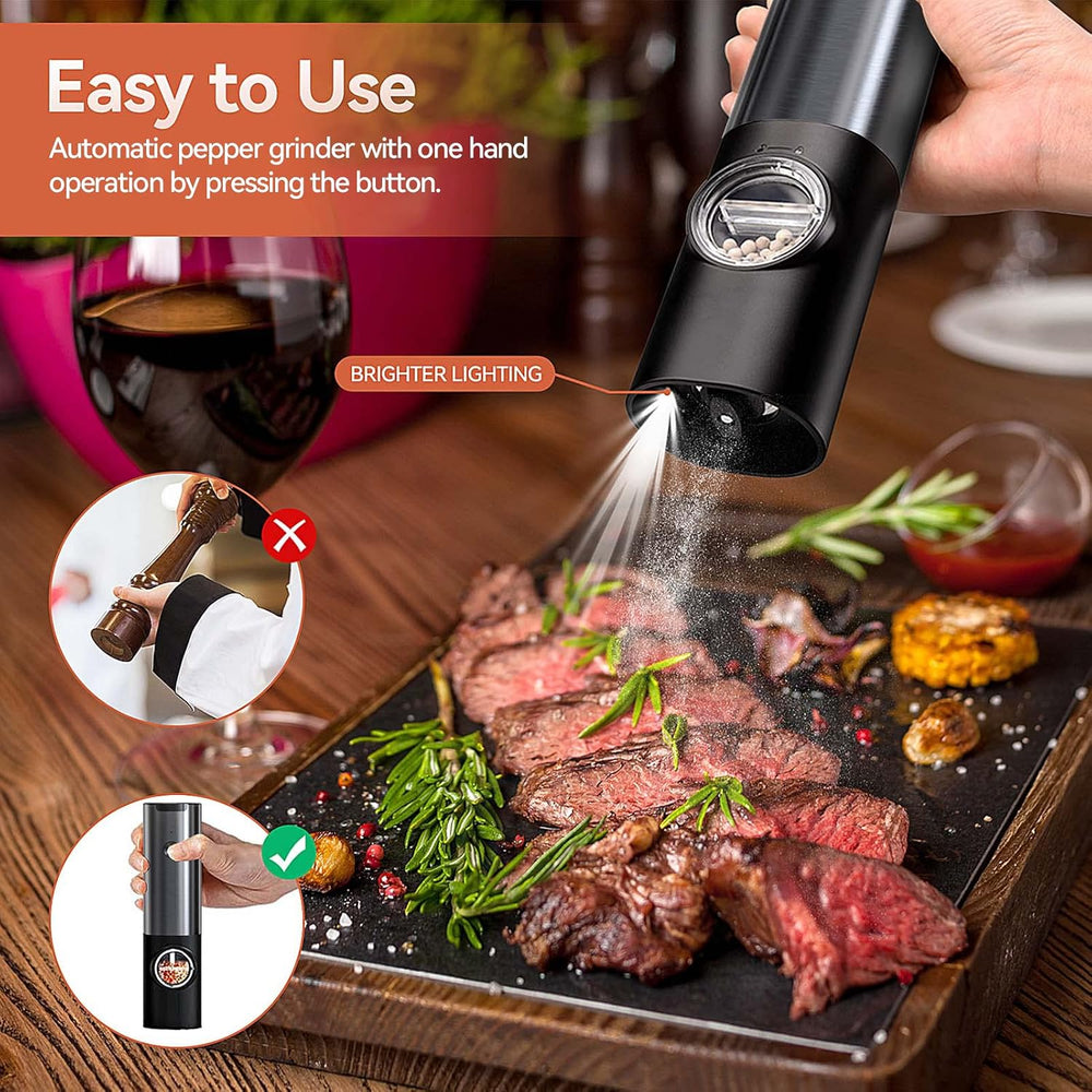 Optimized Product Title: **Elektrisches Salz- und Pfeffermühlen-Set mit Ladestation – Automatische Gewürzmühlen für Küche und Tisch, Edelstahl & Keramikmahlwerk, Perfekt für Gourmet-Köche** 

This title includes relevant keywords and phrases that can help