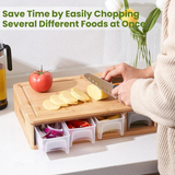 Bamboo Cutting Board Set – 4 Graters, Slide-Out Trays & 40×26cm