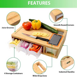 Bamboo Cutting Board Set – 4 Graters, Slide-Out Trays & 40×26cm