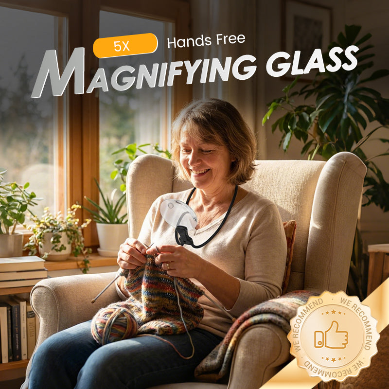 Hands-Free Magnifying Glasses – 5X & 10X Lenses, Adjustable Neck Strap & Desk Stand