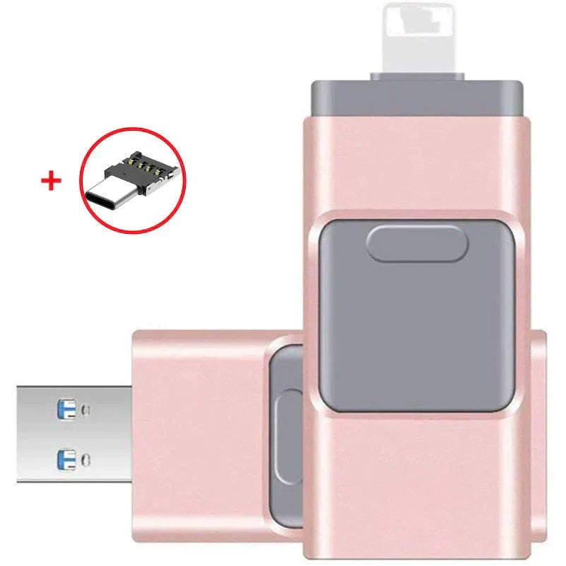 Multi-Port USB Flash Drive – OTG for Smartphone & PC, Aluminum Body, 64–256GB