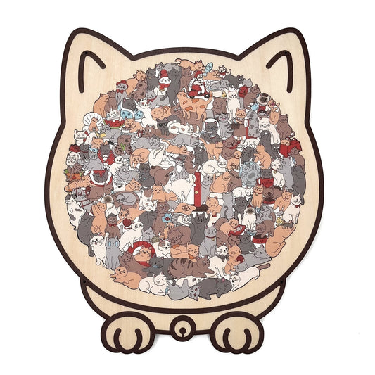 Wooden Cat Puzzle – 135 Pieces, Sustainable Wood & 4 Color Variants